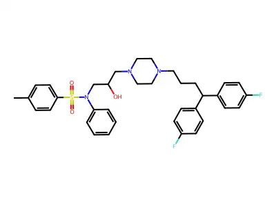 Benzenesulfonamide, N-(3-(4-(4,4-bis(4-fluorophenyl)butyl)-1-piperazinyl)-2-hydroxypropyl)-4-methyl-N-phenyl- structure