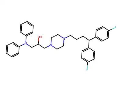 4-(4,4-Bis(4-fluorophenyl)butyl)-alpha-((diphenylamino)methyl)-1-piperazineethanol structure