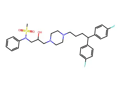 1-(4,4-Bis(4-fluorophenyl)butyl)-4-(2-hydroxy-3-((methylsulfonyl)phenylamino)propyl)piperazine structure