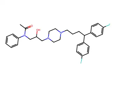 N-(3-(4-(4,4-Bis(4-fluorophenyl)butyl)-1-piperazinyl)-2-hydroxypropyl)-N-phenylacetamide structure