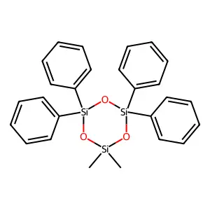 Dimethyltetraphenylcyclotrisiloxane structure