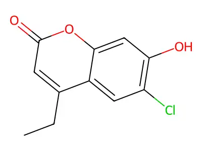 6-chloro-4-ethyl-7-hydroxy-2H-chromen-2-one structure