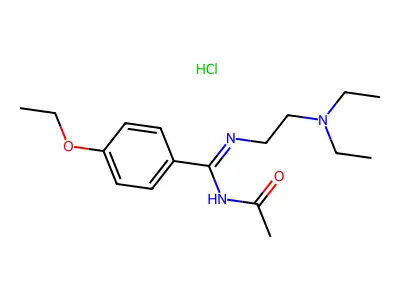 Acetamide, N-(((2-(diethylamino)ethyl)amino)(4-ethoxyphenyl)methylene)-, monohydrochloride structure