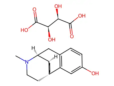 (+)-3-Hydroxy-N-methylmorphinan (+)-tartrate salt structure