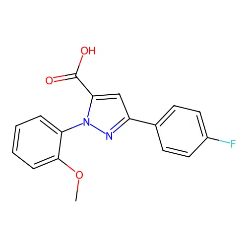 3-(4-fluorophenyl)-1-(2-methoxyphenyl)-1H-pyrazole-5-carboxylic acid structure