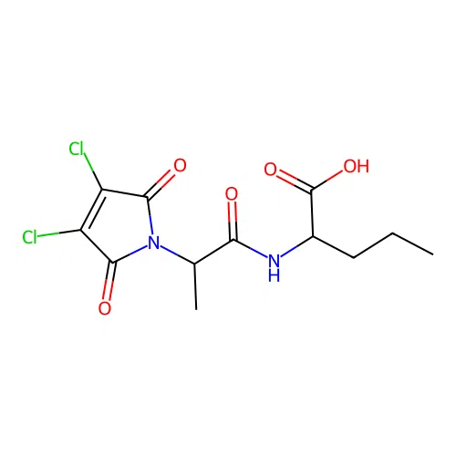 N-[2-(3,4-dichloro-2,5-dioxo-2,5-dihydro-1H-pyrrol-1-yl)propanoyl]norvaline structure