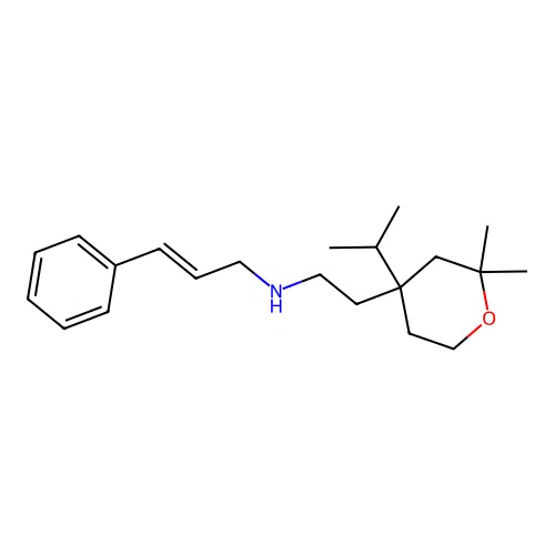 (E)-N-[2-(2,2-dimethyl-4-propan-2-yloxan-4-yl)ethyl]-3-phenylprop-2-en-1-amine structure