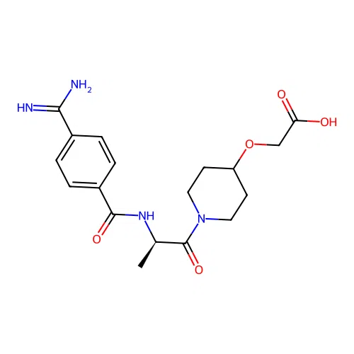 ((1-((2R)-2-(4-Carbamimidoylbenzamido)propanoyl)piperidin-4-yl)oxy)acetic acid structure