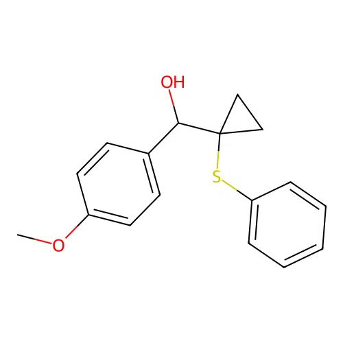 (4-Methoxyphenyl)(1-(phenylthio)cyclopropyl)methanol structure