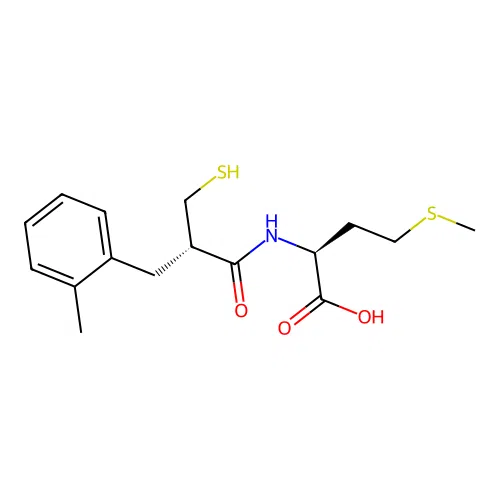 N[2(S)-Mercaptomethyl-3-(2-methylphenyl)propionyl]-(S)-methionine structure