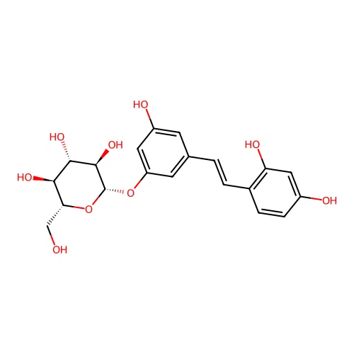 Oxyresveratrol 3'-O-beta-D-glucopyranoside structure