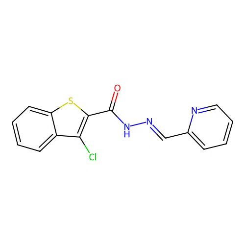 3-chloro-N-[(E)-pyridin-2-ylmethylideneamino]-1-benzothiophene-2-carboxamide structure