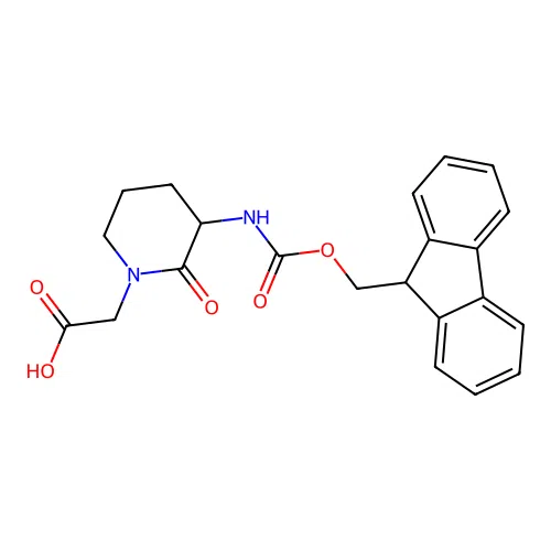 2-[3-({[(9H-fluoren-9-yl)methoxy]carbonyl}amino)-2-oxopiperidin-1-yl]acetic acid structure