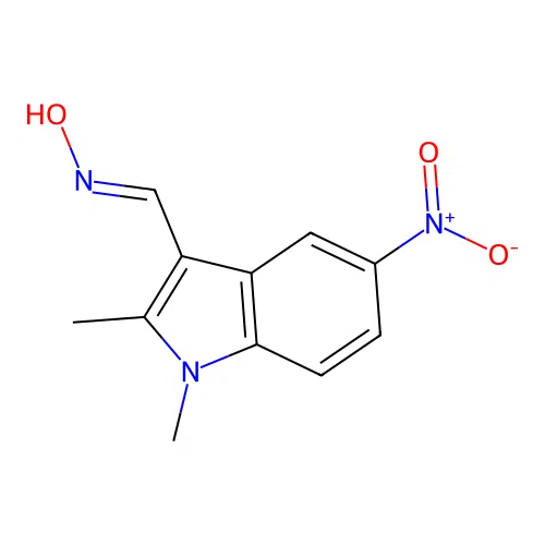 (NE)-N-[(1,2-dimethyl-5-nitroindol-3-yl)methylidene]hydroxylamine structure