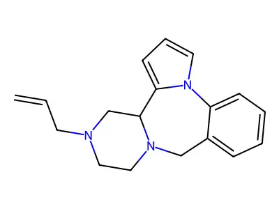 9H,11H-Pyrazino(2,1-c)pyrrolo(1,2-a)(1,4)benzodiazepine, 12,13,14,14a-tetrahydro-13-(2-propenyl)- structure