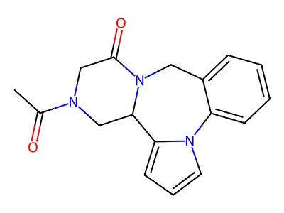 9H,11H-Pyrazino(2,1-c)pyrrolo(1,2-a)(1,4)benzodiazepin-11-one, 12,13,14,14a-tetrahydro-13-acetyl- structure