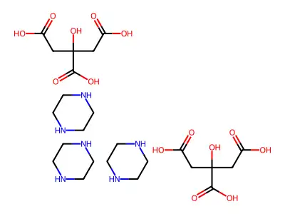 2-Hydroxypropane-1,2,3-tricarboxylic acid--piperazine (1/1) structure