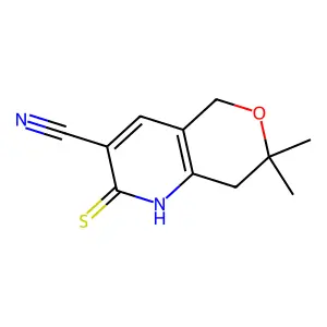 7,7-dimethyl-2-thioxo-1,5,7,8-tetrahydro-2H-pyrano[4,3-b]pyridine-3-carbonitrile structure