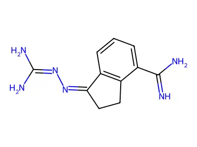 (1Z)-1-(diaminomethylidenehydrazinylidene)-2,3-dihydroindene-4-carboximidamide structure
