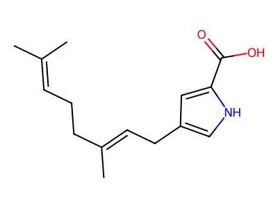 4-(3,7-dimethylocta-2,6-dienyl)-1H-pyrrole-2-carboxylic acid structure