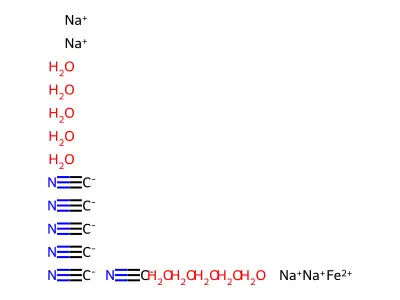 Sodium hexacyanoferrate(II) decahydrate structure