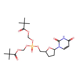 Bis(pivaloyloxymethyl) 2',3'dideoxyuridine 5'-monophosphate structure