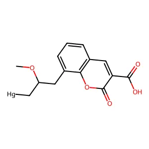 [3-(3-Carboxy-2-oxochromen-8-yl)-2-methoxypropyl]mercury structure