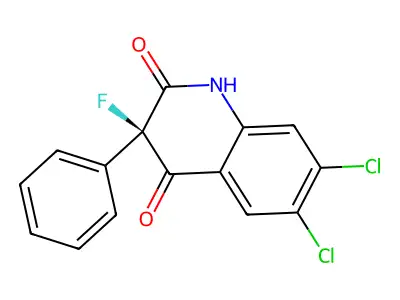 6,7-dichloro-3-fluoro-3-phenyl-1H-quinoline-2,4-dione structure