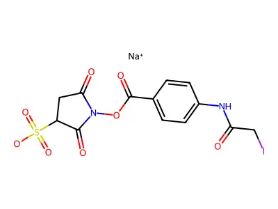 Sulfo-N-succinimidyl (N-Iodoacetyl)aminobenzoate structure