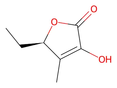 5-Ethyl-3-hydroxy-4-methyl-2(5H)-furanone, (+)- structure