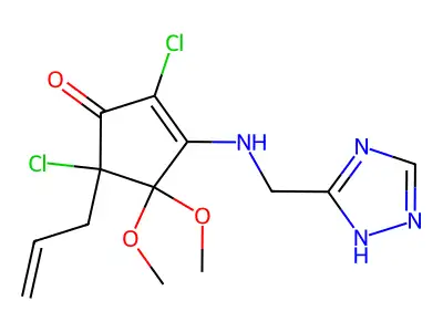 2-Cyclopenten-1-one, 2,5-dichloro-4,4-dimethoxy-5-(2-propenyl)-3-((1H-1,2,4-triazol-3-ylmethyl)amino)- structure