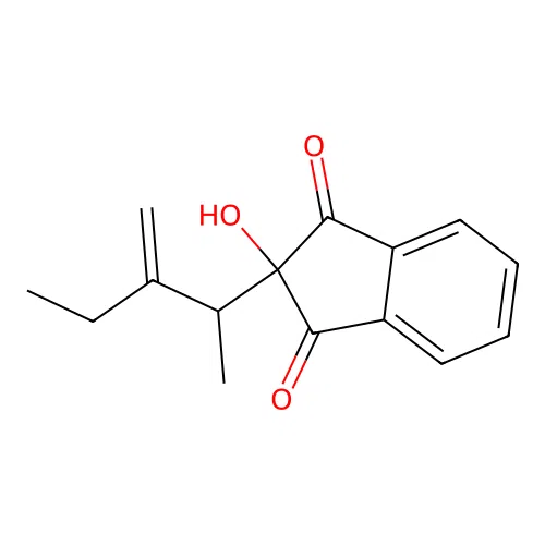 2-Hydroxy-2-(3-methylidenepentan-2-yl)indene-1,3-dione structure