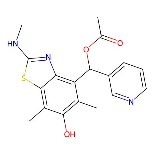 [[6-hydroxy-5,7-dimethyl-2-(methylamino)-1,3-benzothiazol-4-yl]-pyridin-3-ylmethyl] acetate structure
