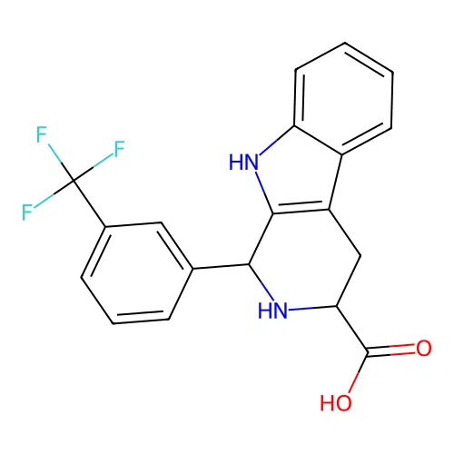 1-[3-(trifluoromethyl)phenyl]-2,3,4,9-tetrahydro-1H-beta-carboline-3-carboxylic acid structure