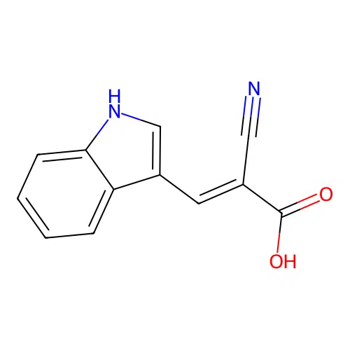 (E)-2-cyano-3-(1H-indol-3-yl)prop-2-enoic acid structure