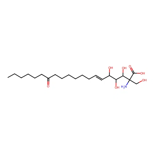 (E)-2-amino-3,4,5-trihydroxy-2-(hydroxymethyl)-14-oxoicos-6-enoic acid structure