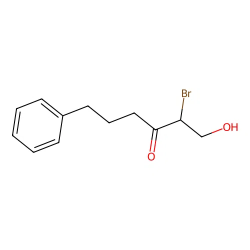 2-Bromo-1-hydroxy-6-phenylhexan-3-one structure