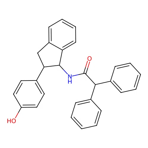 N-[2-(4-Hydroxy-phenyl)-indan-1-yl]-2,2-diphenyl-acetamide structure