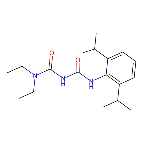 N-[2,6-Bis(1-methylethyl)phenyl]-N''-[diethyl]iminodicarbonic diamide structure