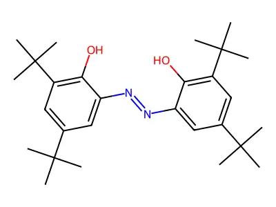 (E)-6,6'-(diazene-1,2-diyl)bis(2,4-di-tert-butylphenol) structure