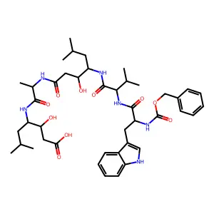 Cbz-Trp-Val-Sta-Ala-Sta-OH structure