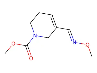 methyl 5-[(E)-(methoxyimino)methyl]-1,2,3,6-tetrahydropyridine-1-carboxylate structure