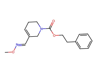 2-phenylethyl 5-(methoxyiminomethyl)-3,6-dihydro-2H-pyridine-1-carboxylate structure