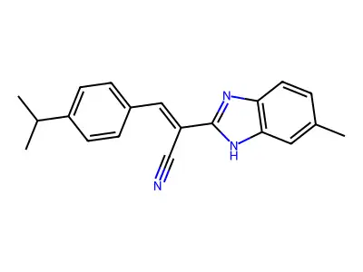 3-(4-isopropylphenyl)-2-(5-methyl-1H-benzimidazol-2-yl)acrylonitrile structure