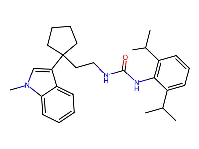Urea, N-(2,6-bis(1-methylethyl)phenyl)-N'-(2-(1-(1-methyl-1H-indol-3-yl)cyclopentyl)ethyl)- structure