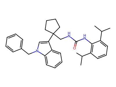 Urea, N-(2,6-bis(1-methylethyl)phenyl)-N'-((1-(1-(phenylmethyl)-1H-indol-3-yl)cyclopentyl)methyl)- structure