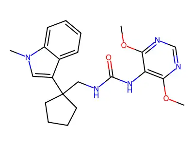 Urea, N-(4,6-dimethoxy-5-pyrimidinyl)-N'-((1-(1-methyl-1H-indol-3-yl)cyclopentyl)methyl)- structure