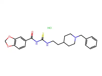 1,3-Benzodioxole-5-carboxamide, N-(((2-(1-(phenylmethyl)-4-piperidinyl)ethyl)amino)thioxomethyl)-, monohydrochloride structure