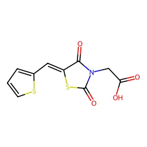 2-[2,4-Dioxo-5-(2-thienylmethylene)-1,3-thiazolidin-3-yl]acetic acid structure