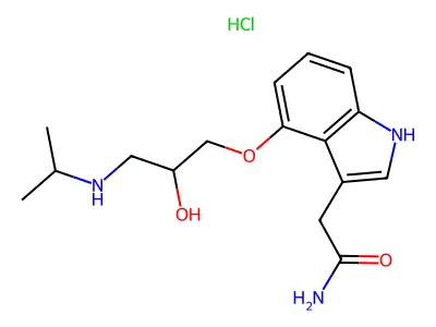 4-(2-Hydroxy-3-((1-methylethyl)amino)propoxy)-1H-indole-3-acetamide monohydrochloride structure